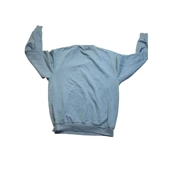 VTG Cats Are Family Too Sweatshirt Blue Cat Lover Graphic Pullover grannycore L - Picture 7 of 7